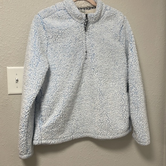 5/$25 Teddy Blue Greay Msrbled Sherpa 1/4 Zip Pullover - Picture 1 of 4
